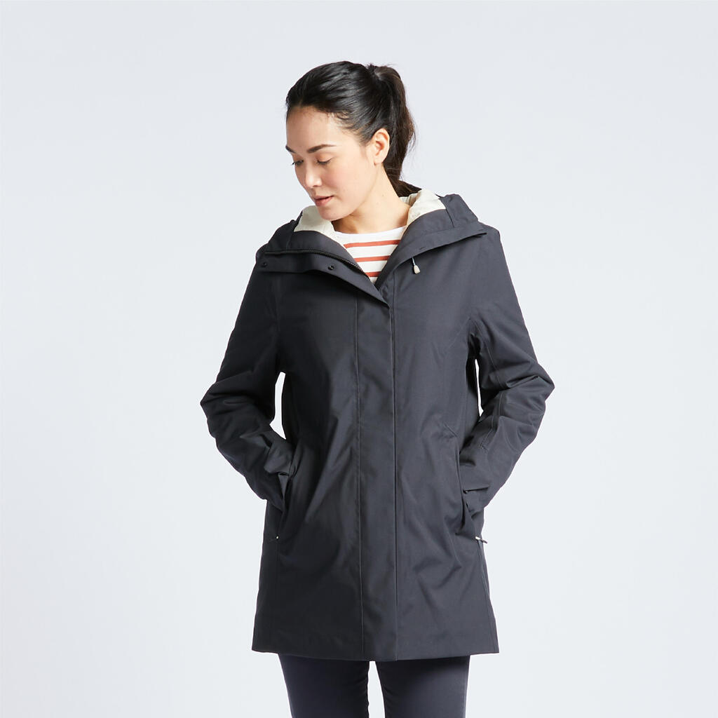 Women's Warm Waterproof Windproof Jacket SAILING 300 - Dark grey